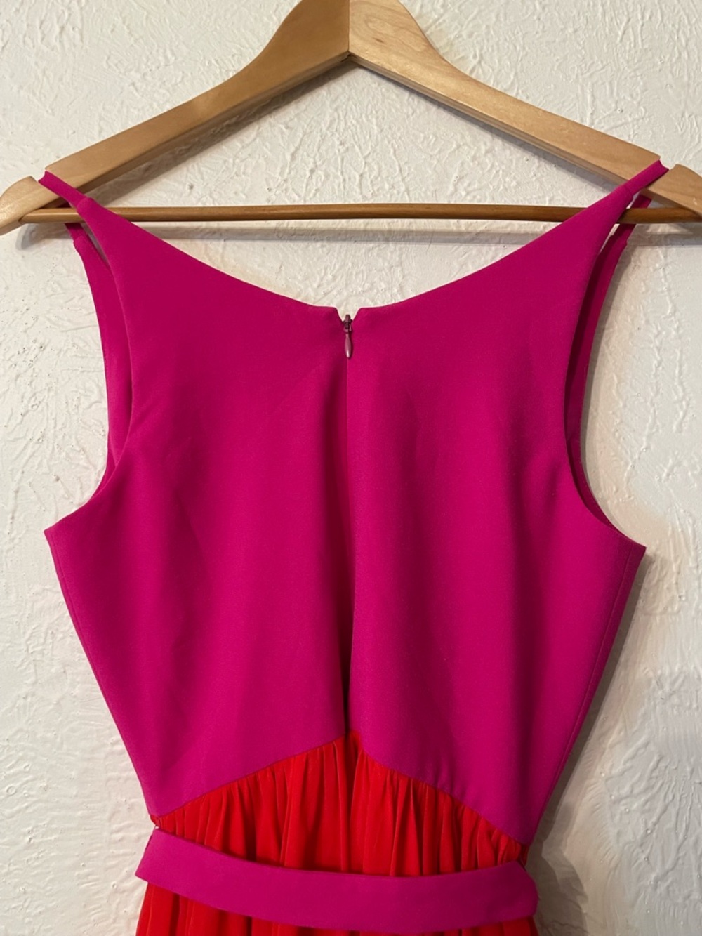 NWT Dress the Population V-neck Pink Red Color Blocked Cocktail Dress Small - Picture 7 of 8